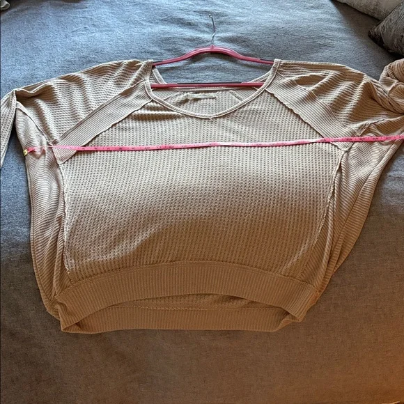 We The Free Taupe Waffle Knit Top - Picture 4 of 4